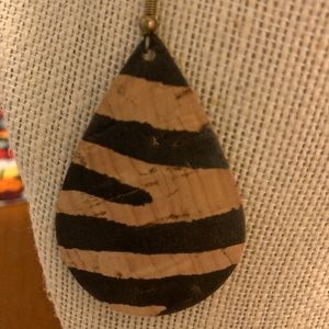 Leopard teardrop leather earring.